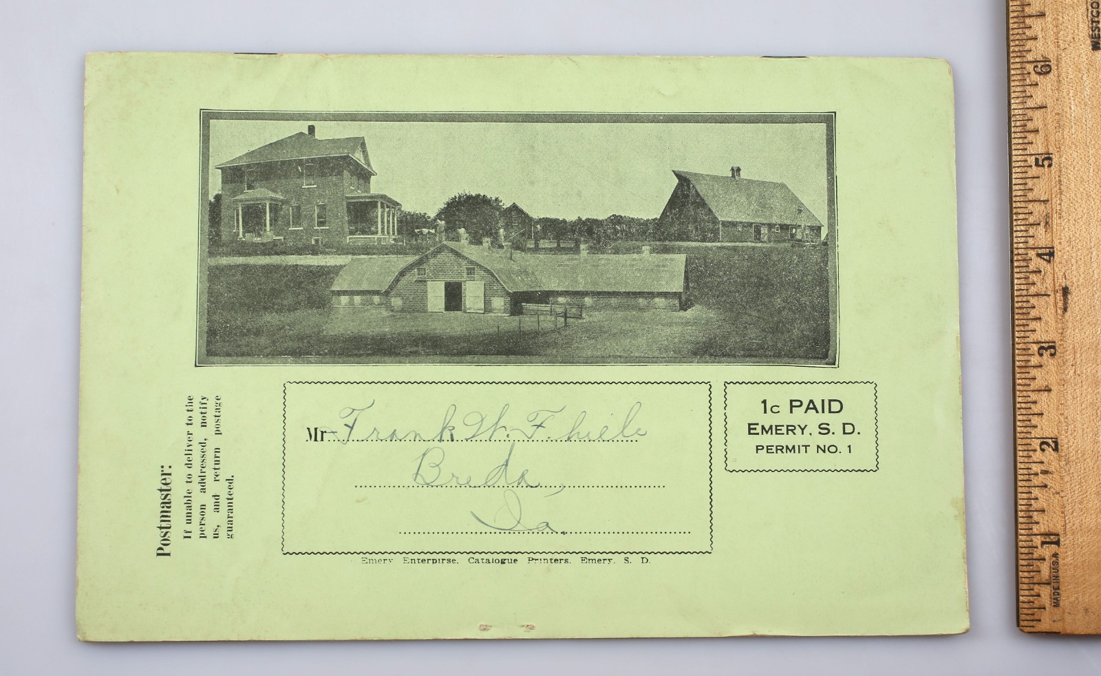 Vintage 1924 Poland China Pig Sale Cholera Immuned Emery South Dakota