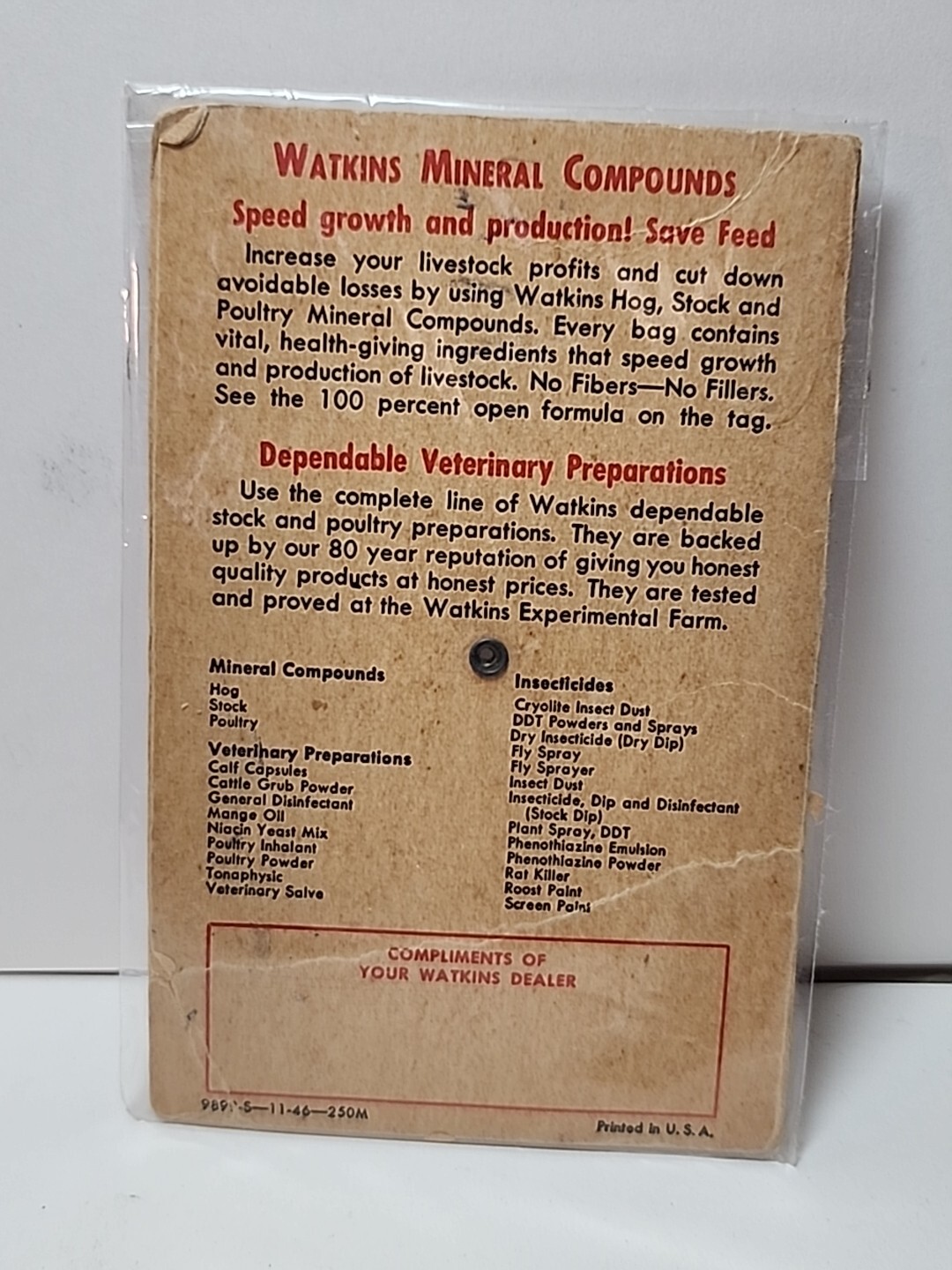1946 JR Watkins Co Advertising Gestation Wheel Animal Birthday Calendar RRP 331
