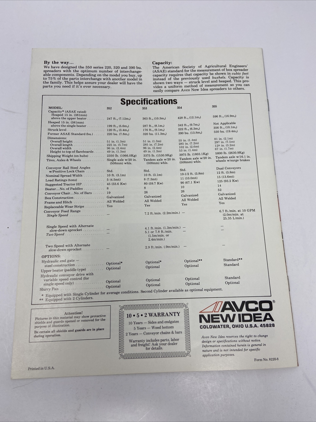 AVCO New Idea Manure Spreaders 350 Series Sales Brochure Vintage Photos Farming