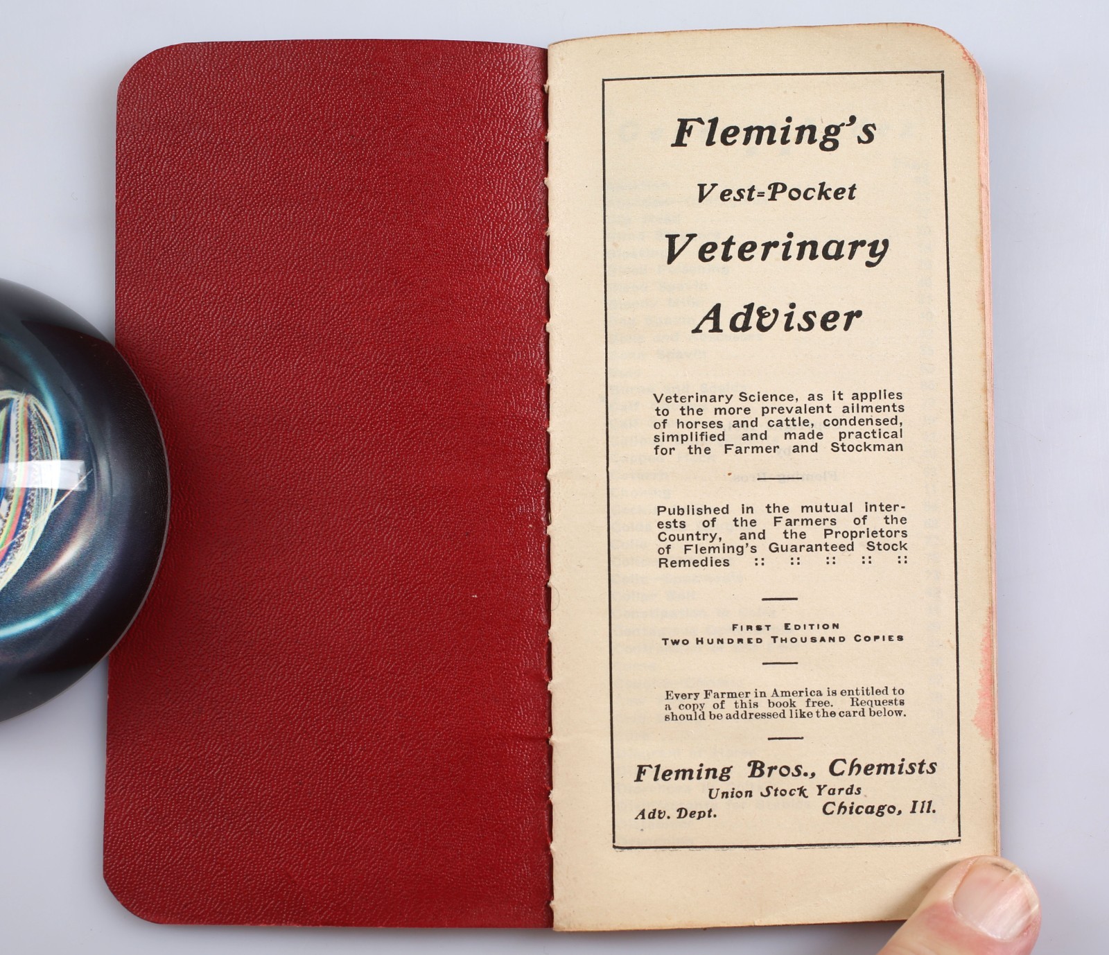 Vtg. Fleming&rsquo;s Vest Pocket Veterinary Adviser Booklet Union Stock Yards Chicago