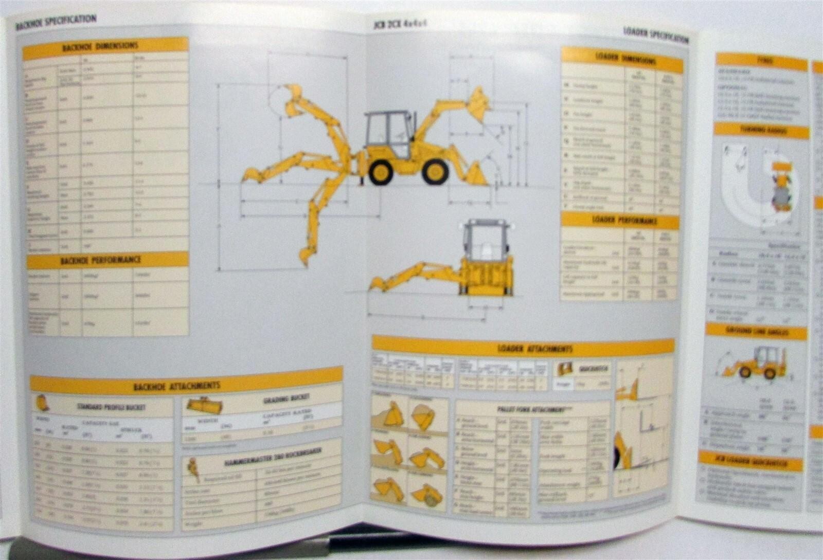 1992 JCB 2CX 4X4X4 Backhoe Loader Specifications Construction Sales Brochure