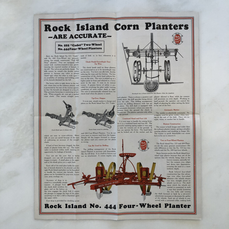 1930 ROCK ISLAND Planter PLOW Co FARM Advertising Antique Brochure POSTER