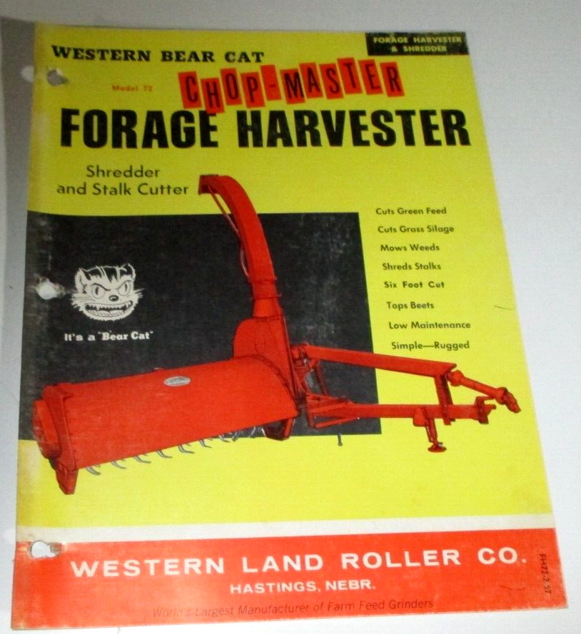 Bear Cat 72 Forage Harvester 72-S Shredder Sales Brochure Literature 2-67