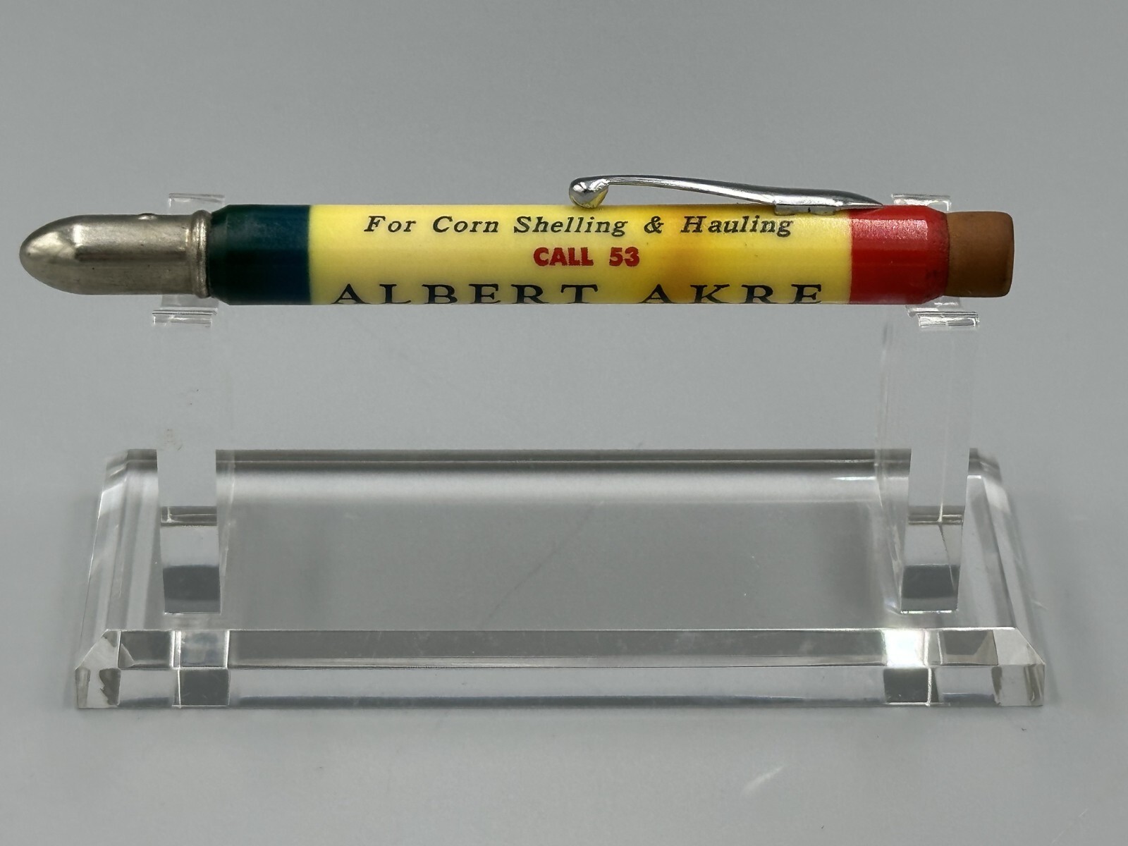 Vintage FARM TRUCK Corn Shelling Hauling BULLET PENCIL Advertise ECHO Minnesota