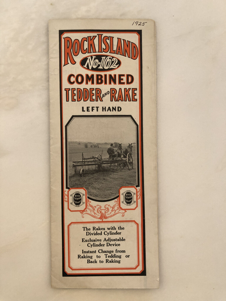 1925 ROCK ISLAND No. 162 TEDDER & RAKE Plow Co FARM Advertising Antique Brochure