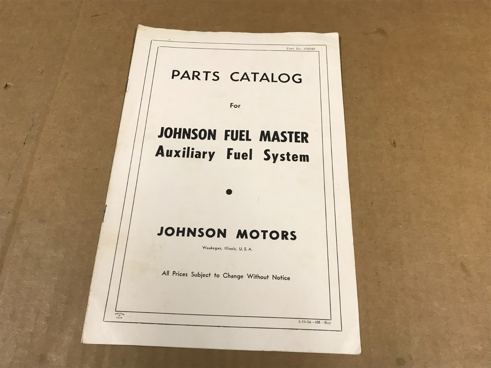 Vintage Johnson Motors Parts Catalog – Johnson Fuel Master Auxiliary Fuel System