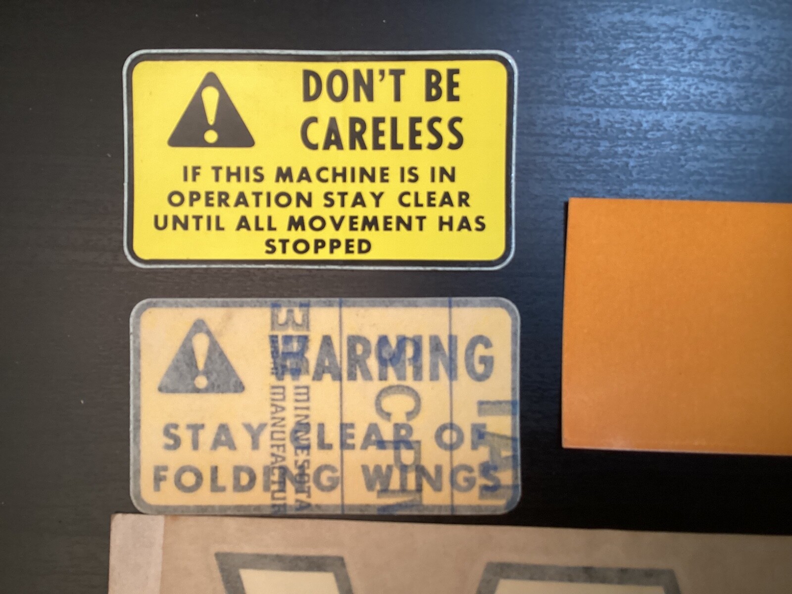 Seven Vtg. Decals White Farm Equipment « 385 » « White » « Safety » 2 Red, Orange