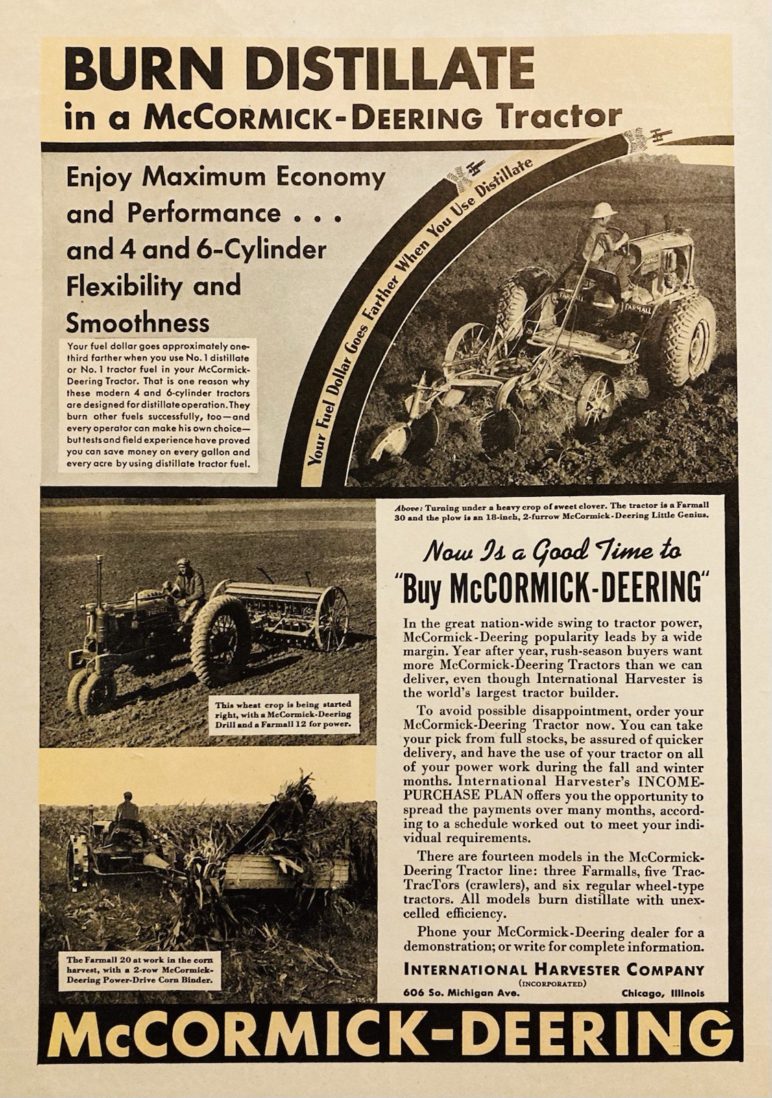 1937 AD.(XH84)~INTERNATIONAL HARVESTER CO. MCCORMICK-DEERING 4 & 6 CYLINDER