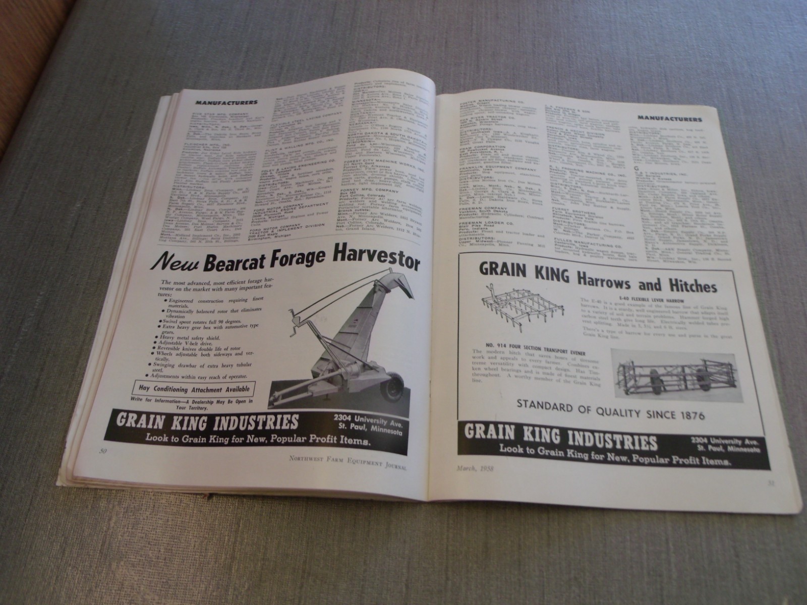 VINTAGE MARCH 1958 NORTHWEST FARM EQUIPMENT JOURNAL SAMPLE COPY BOOK