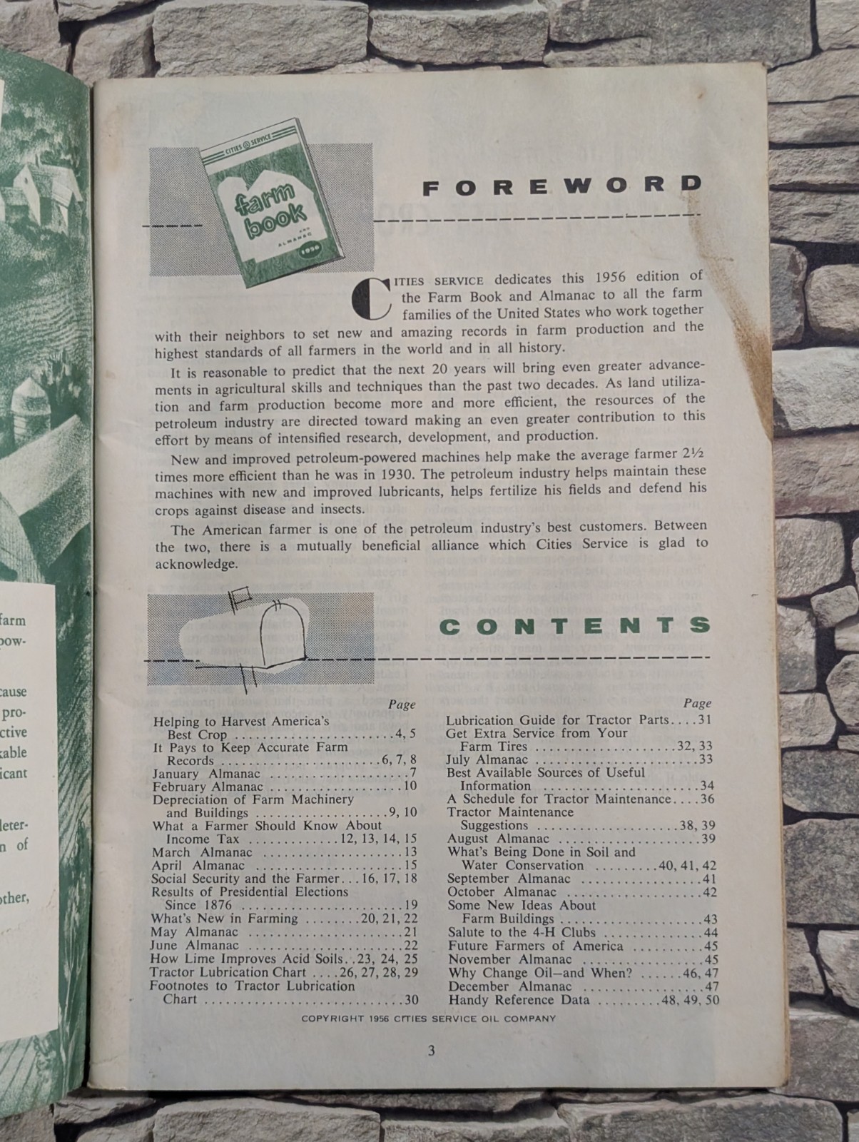 Vtg 1956 Farm Book & Almanac – Cities Service – 50s Tractor Gas Oil Agriculture