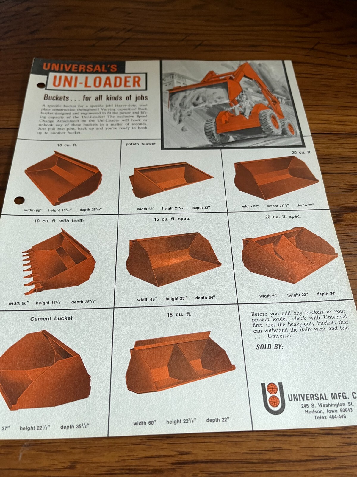 Universal Skid Steer Loader Buckets Brochure AMIL22
