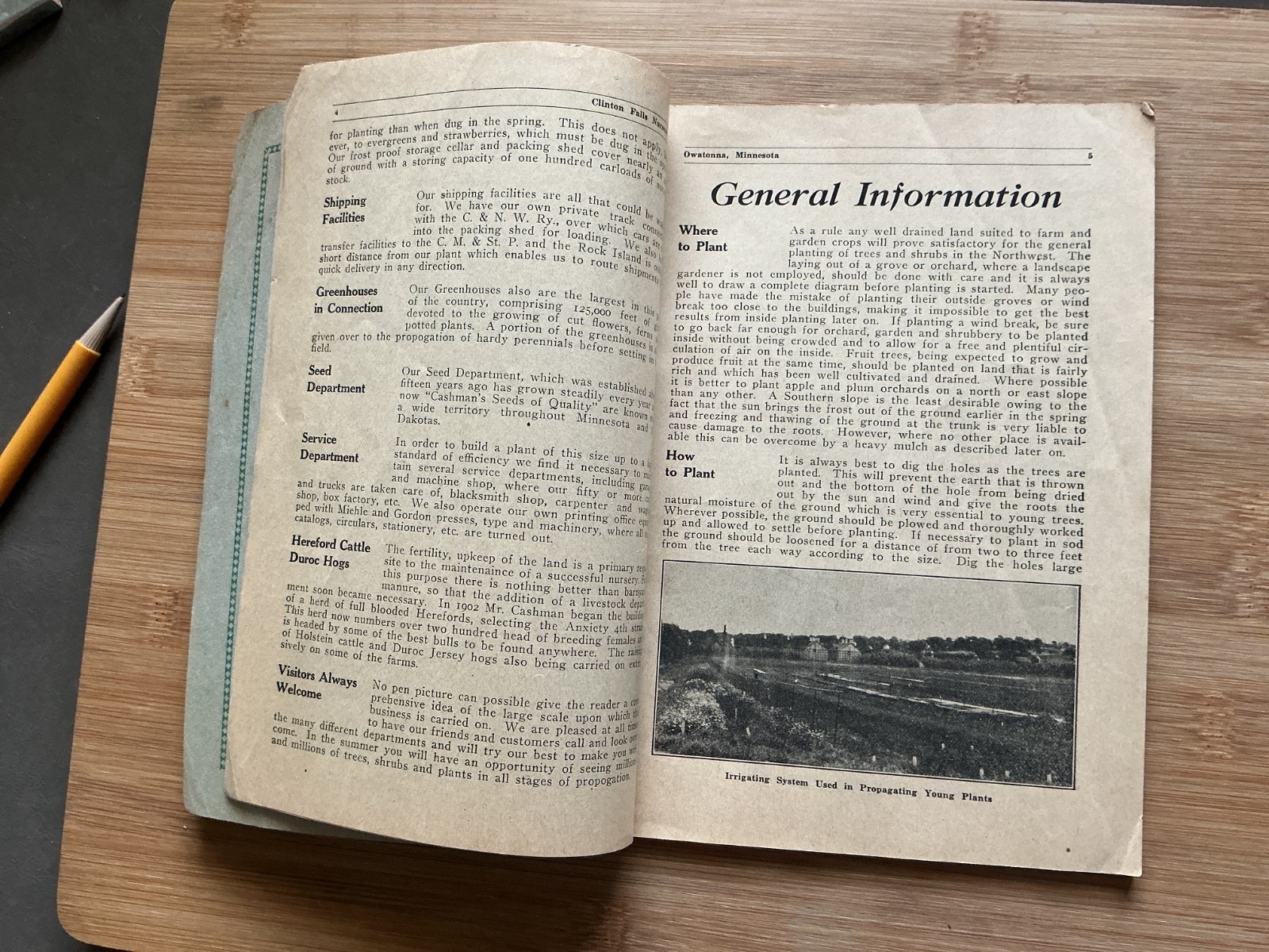 c1910 Owatonna Minnesota, Clinton Falls Nursery Co. Planters Manual