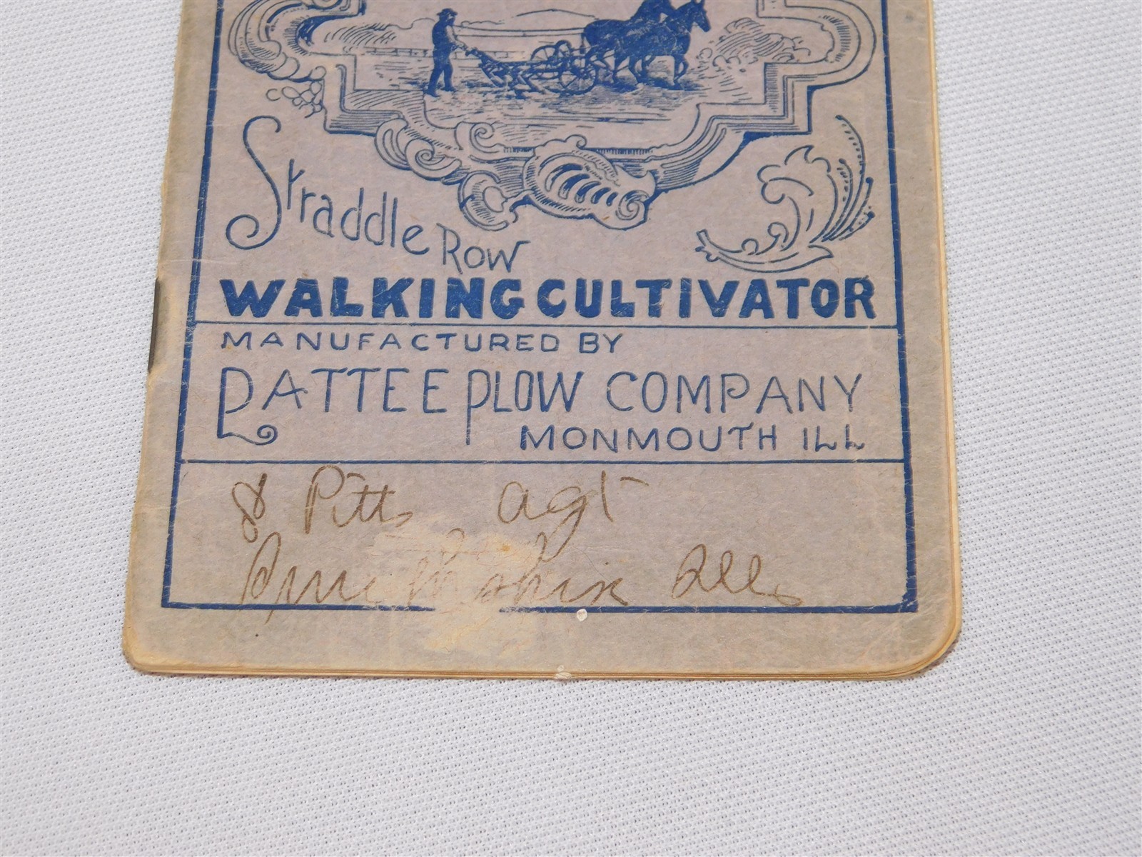 Antique 1899 Pattee Plow Co New Departure 2 Horse Cultivator Booklet Monmouth IL