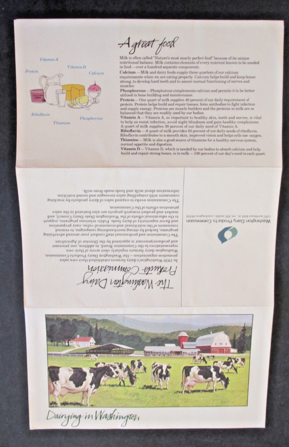 Dairying in Washington State Farming Cows Brochure Pamphlet VTG Ad