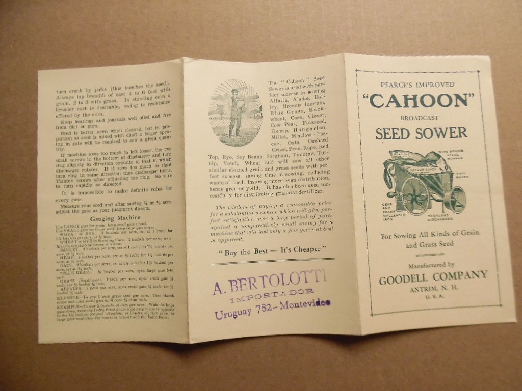 1920s PEARCE&rsquo;S CAHOON BROADCAST SEED SOWER Instruction Manual Goodell Mfg Antrim