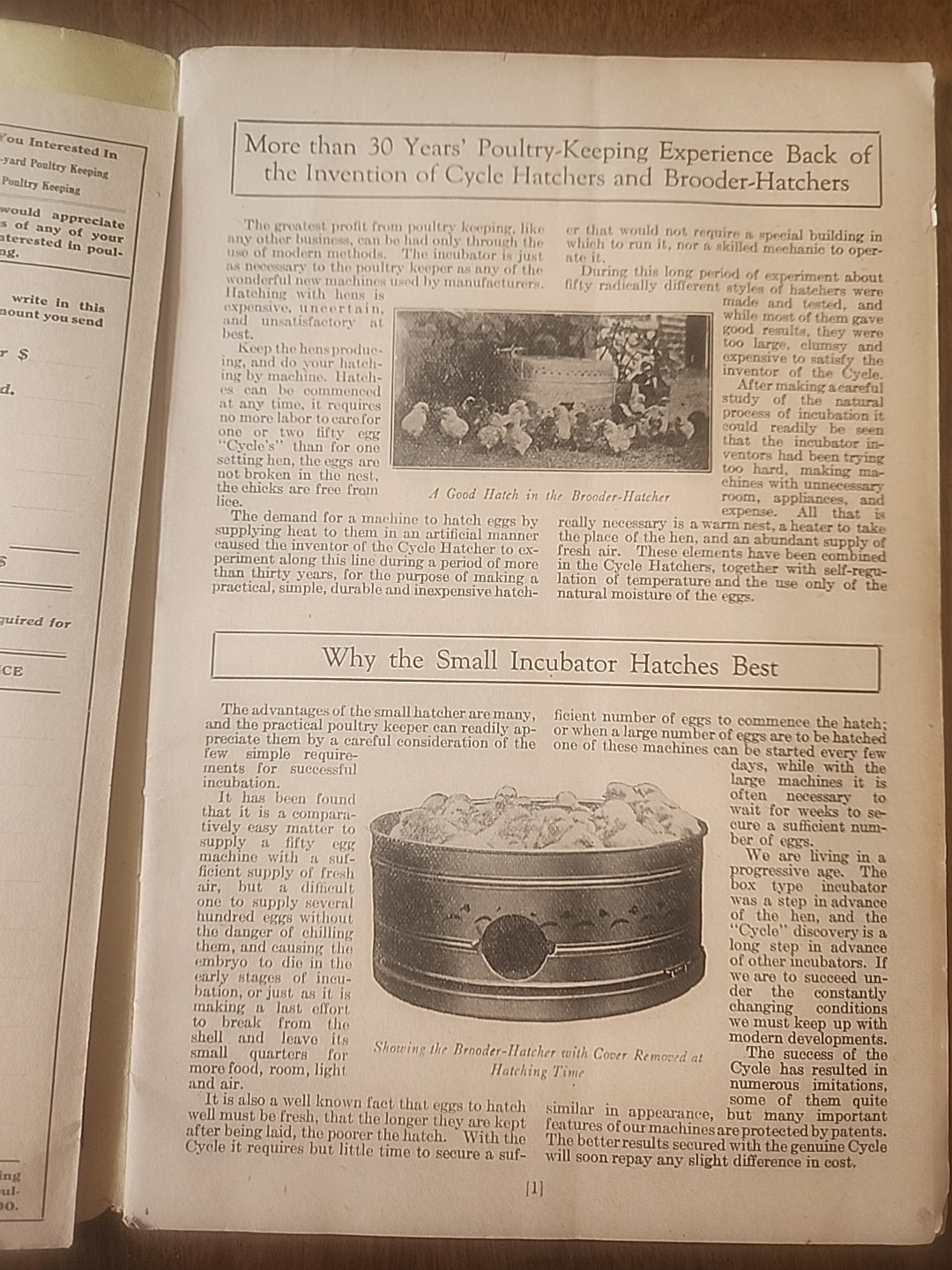 1919 Cycle Hatcher Co. Poultry Catalogue “The Profitable Home Poultry Plant”