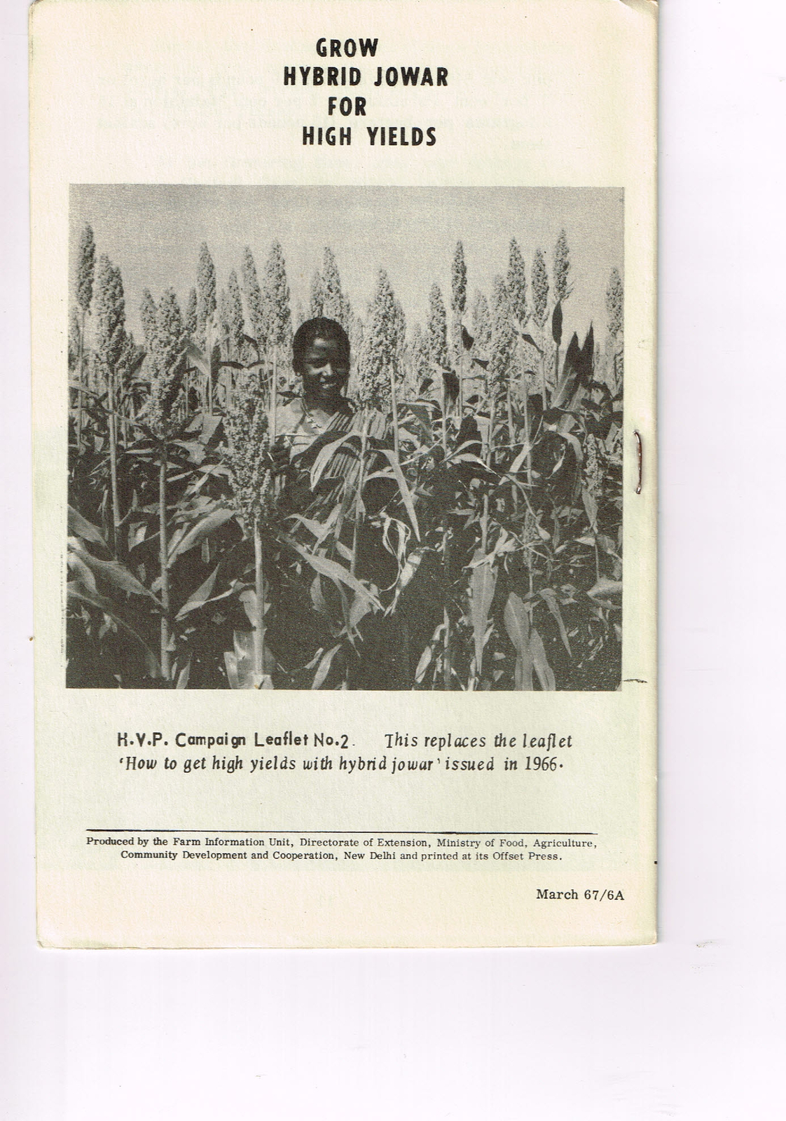Vintage 1960s Farm Brochure India New Delhi High Yields with Hybrid Jowar