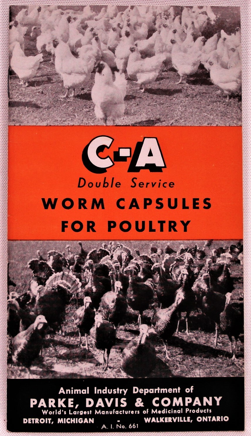 PARKE DAVIS C – A WORM CAPSULES FOR POULTRY LIVESTOCK MEDICINE PAMPHLET