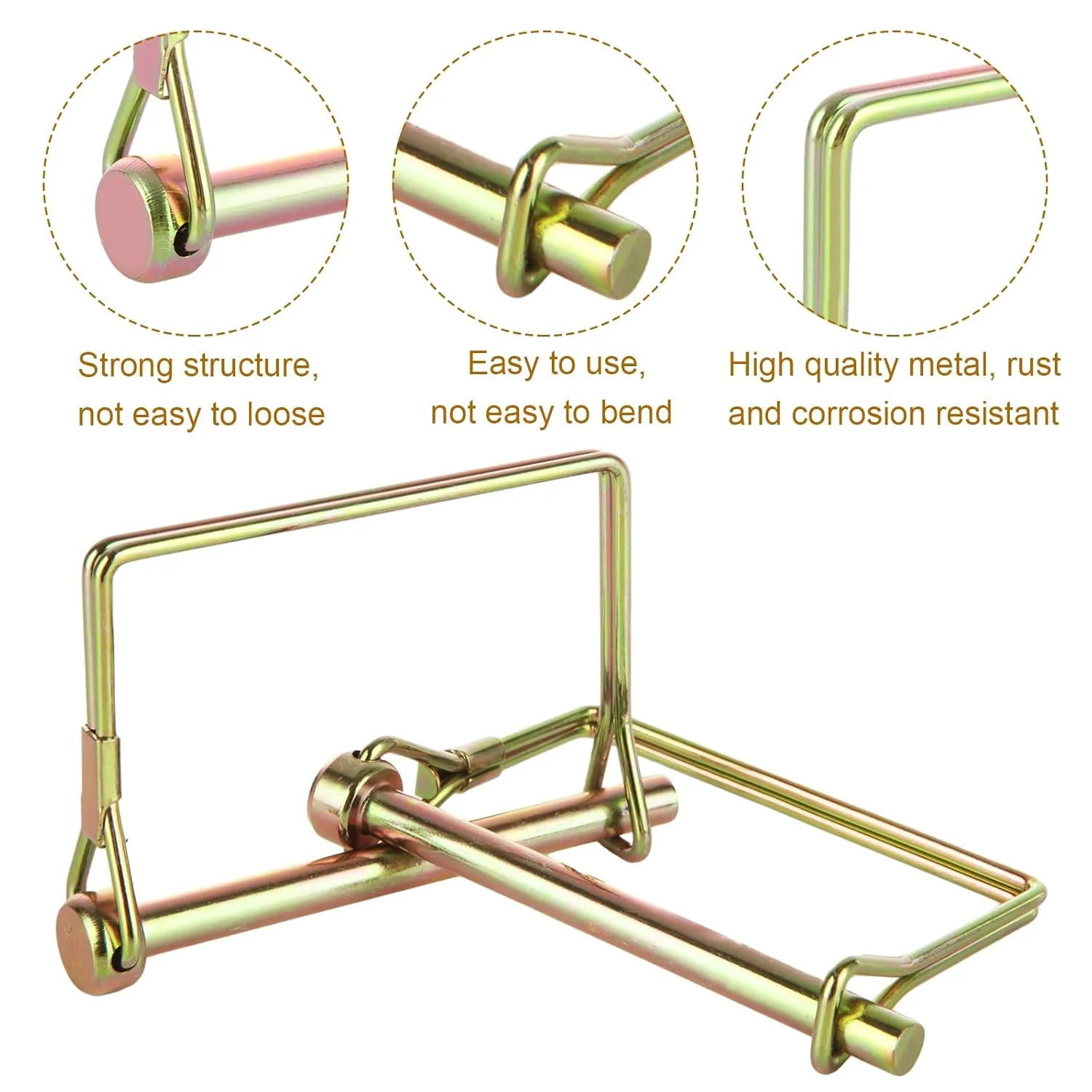 30PCS Trailer Coupler Pin 1/4 Inch Square Wire Lock Pin Heavy Duty Safety Couple