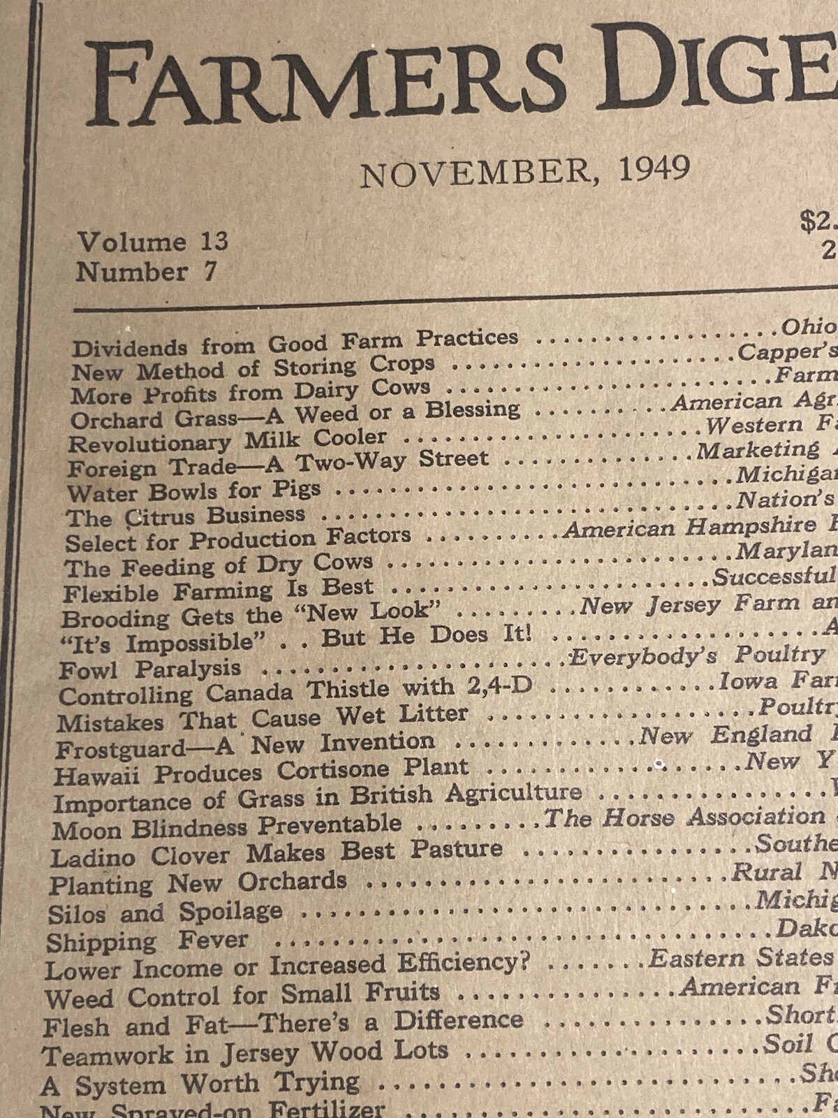 Farmers Digest Magazine November 1949 Storing Crops Silos Planting New Orchards