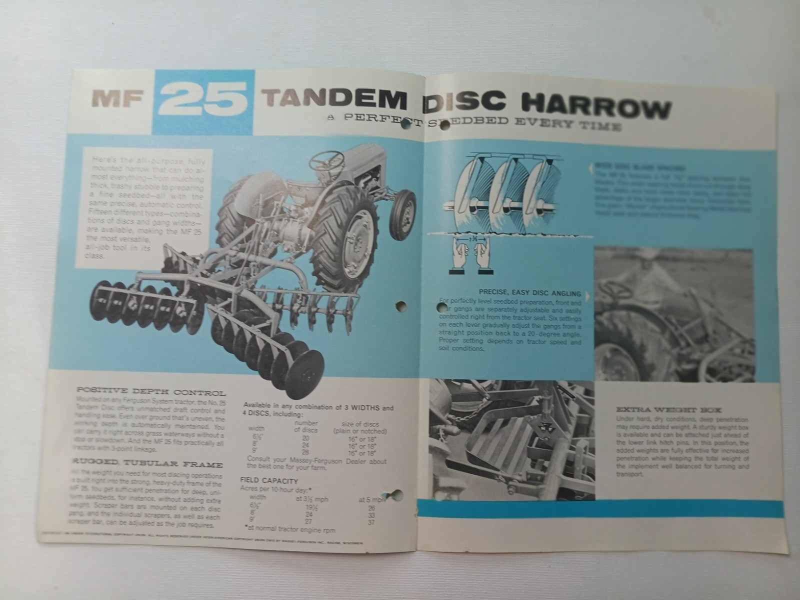 Vintage Massey Ferguson MF 25 Tandem Disc Harrow Dealer Mailer Brochure AD