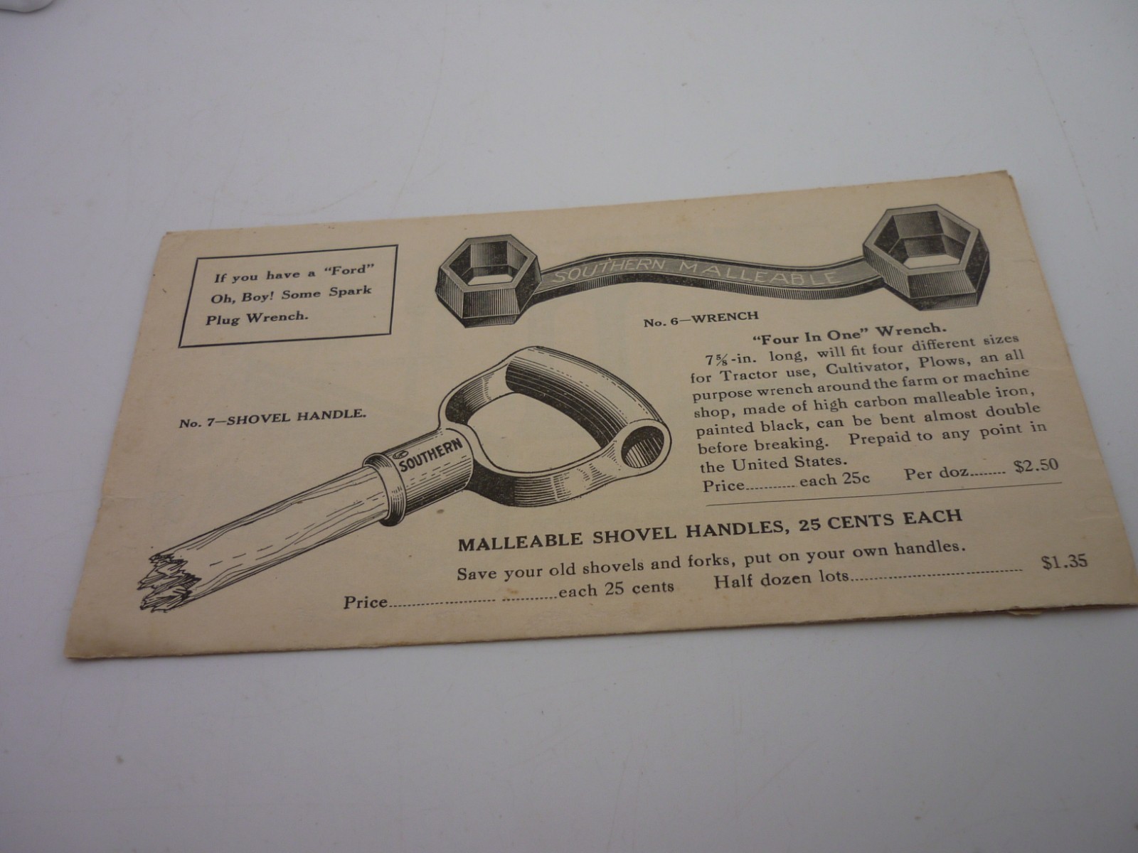 1920s Southern Malleable Iron Co Farm Hardware Trade Catalog Order Blank IL