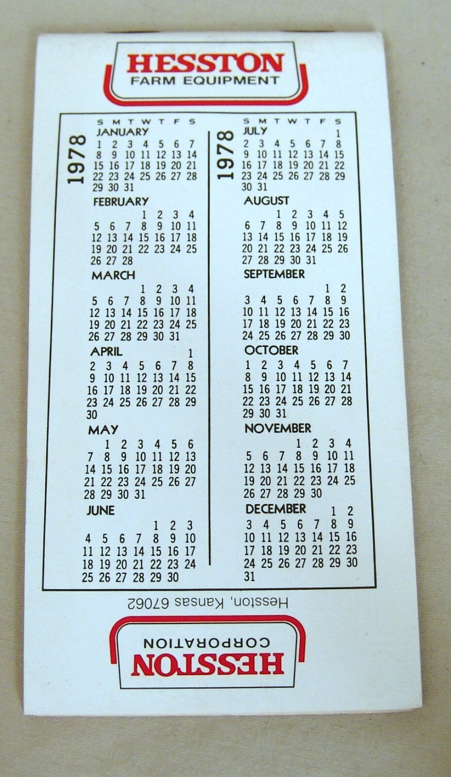 Vintage Hesston Corporation January 1978 Pocket Note Pad – UNUSED!