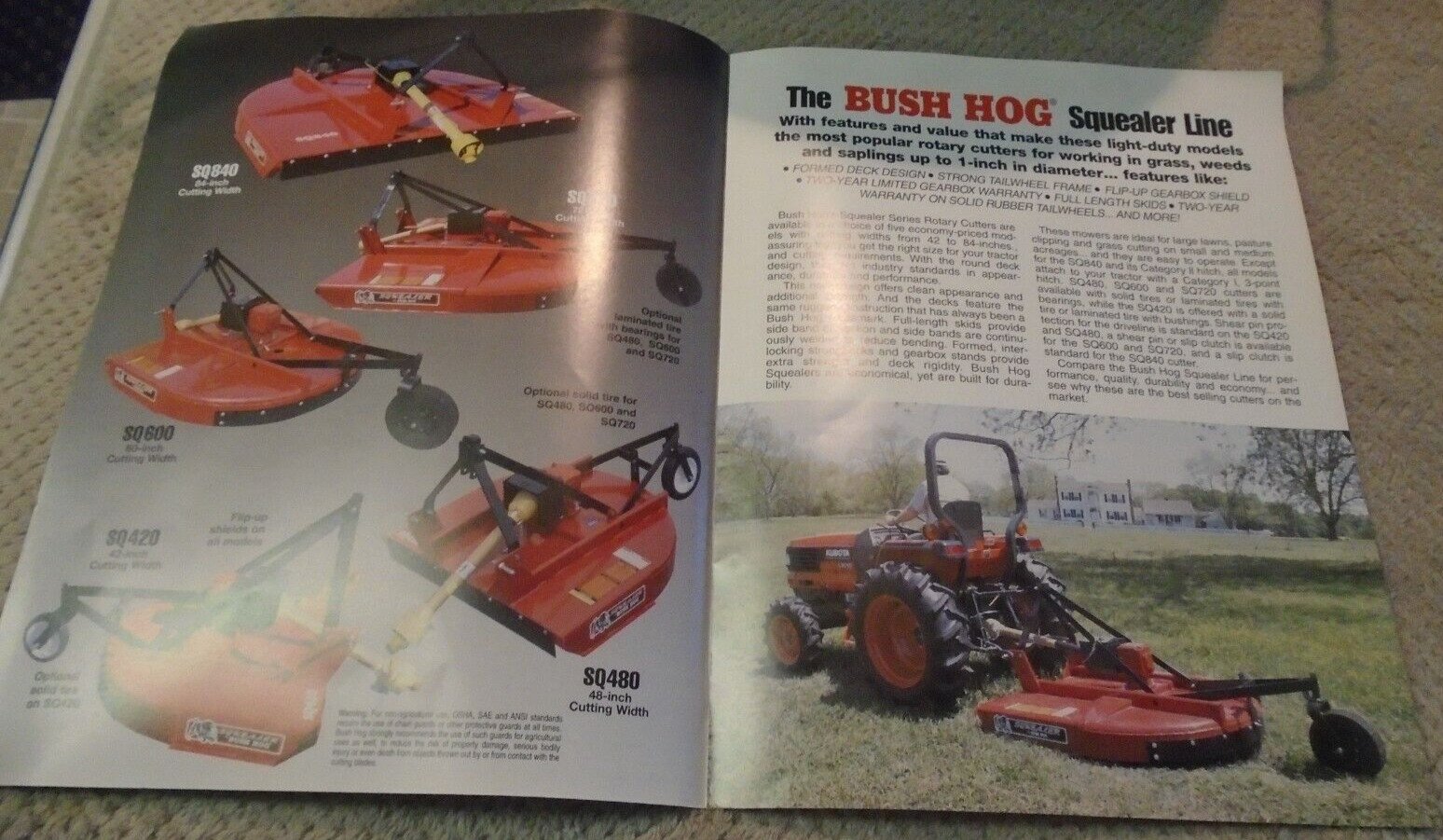 BUSH HOG The Squealer Line Rotary Cutter 4 Page Brochure GUC No Date