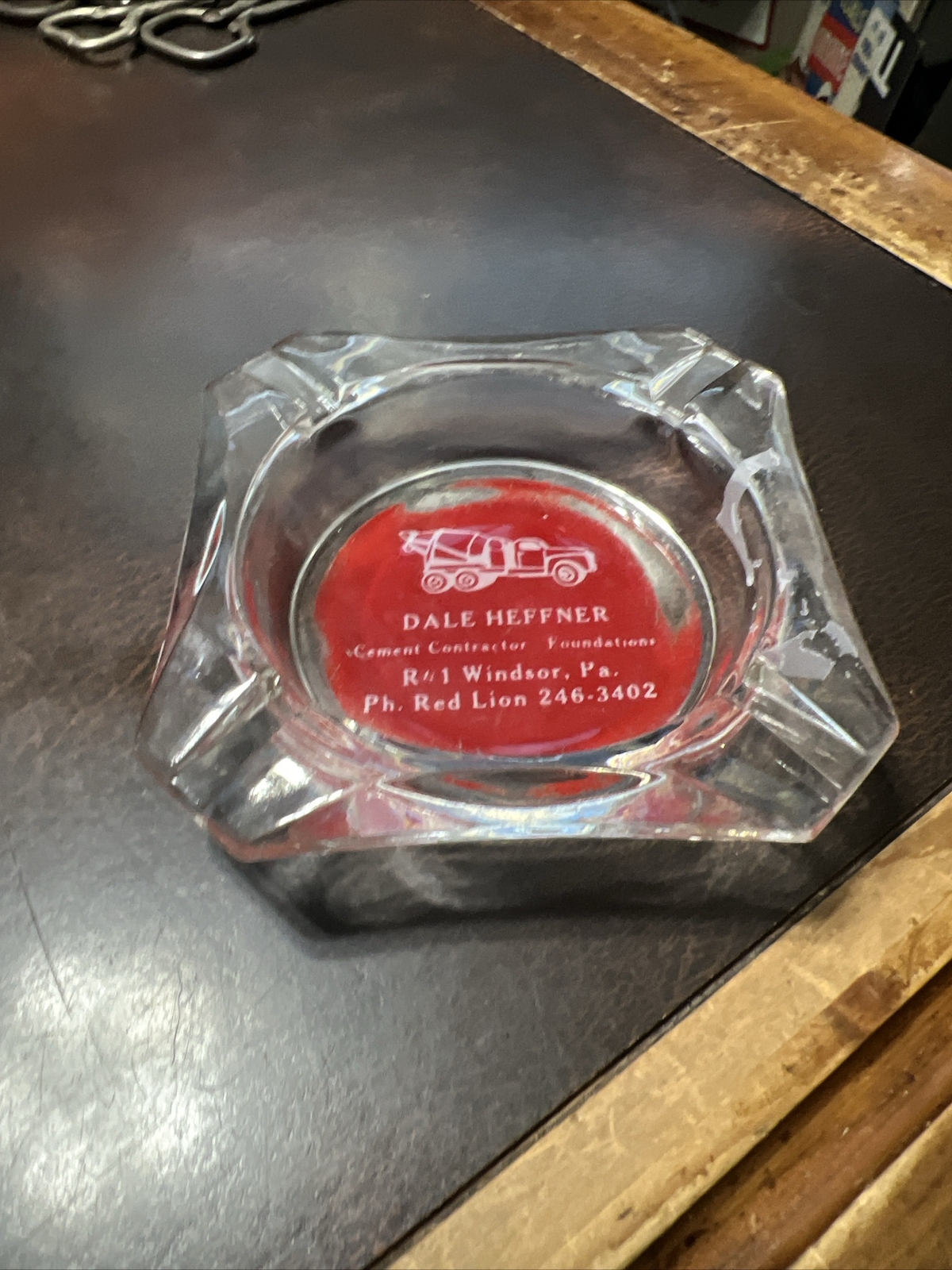 Vintage Ashtray Dale Hefner Cement Contractor Red Lion York Pa Windsor Rd