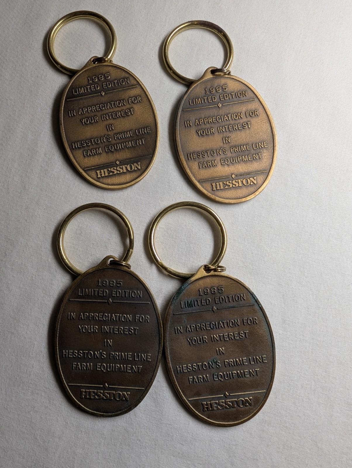 Lot of 4 Vintage 1985 Hesston The Prime Line Keychains Limited Edition Combine