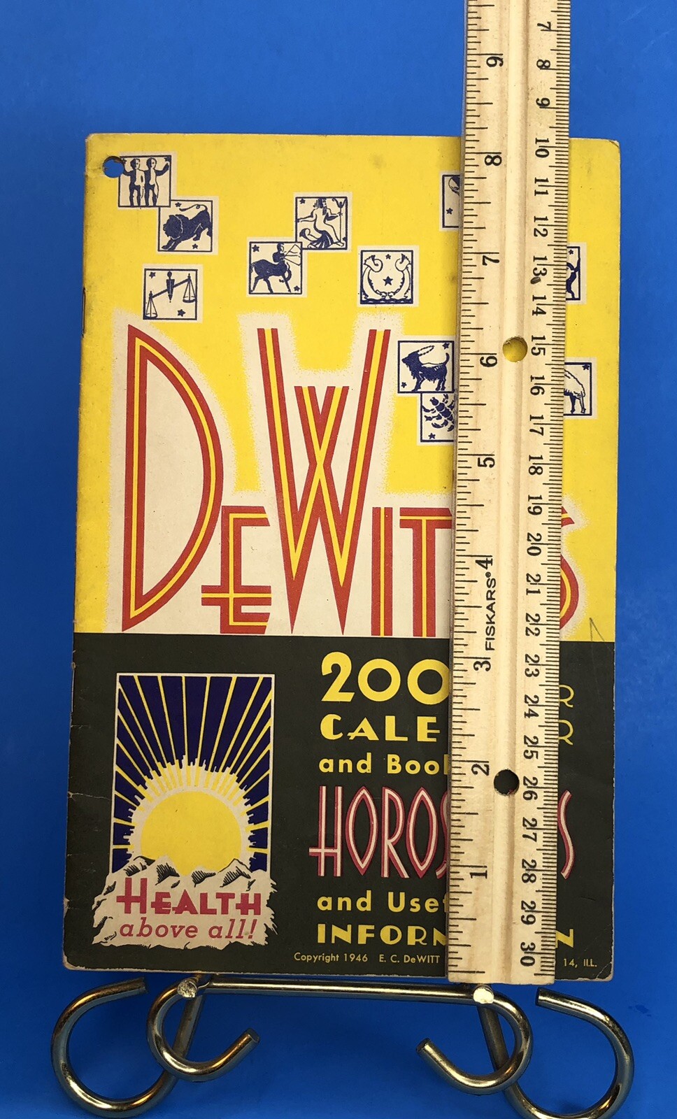 Set of 2 Vintage 1946 DeWitt&rsquo;s 200 Year Calendar Horoscope Book 40s Astrology