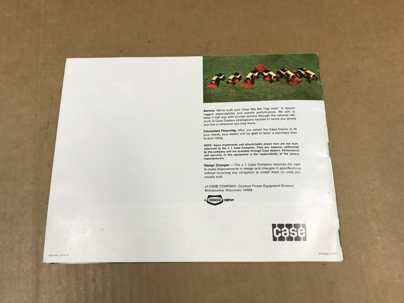 Vintage Case 7-14 HP Compact Tractors Brochure