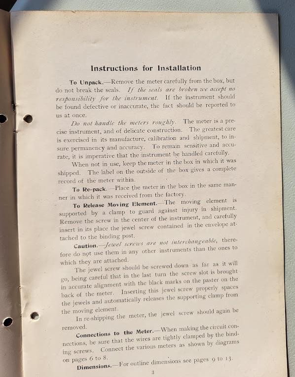 July 1906 Westinghouse Voltmeters Ammeters Booklet Vintage Original