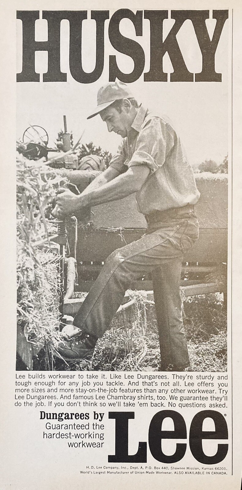 1967 AD(XH8)~H.D. LEE CO. KANSAS CITY, MO. LEE HUSKY DUNGAREES