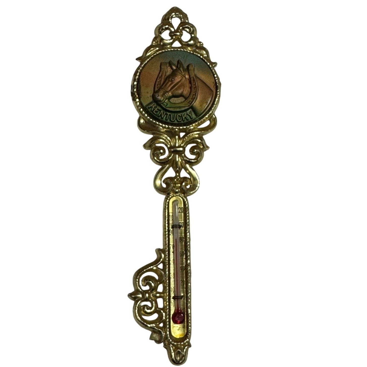 VTG KENTUCKY Key Shaped Wall Thermometer Souvenir Wood 6&prime;