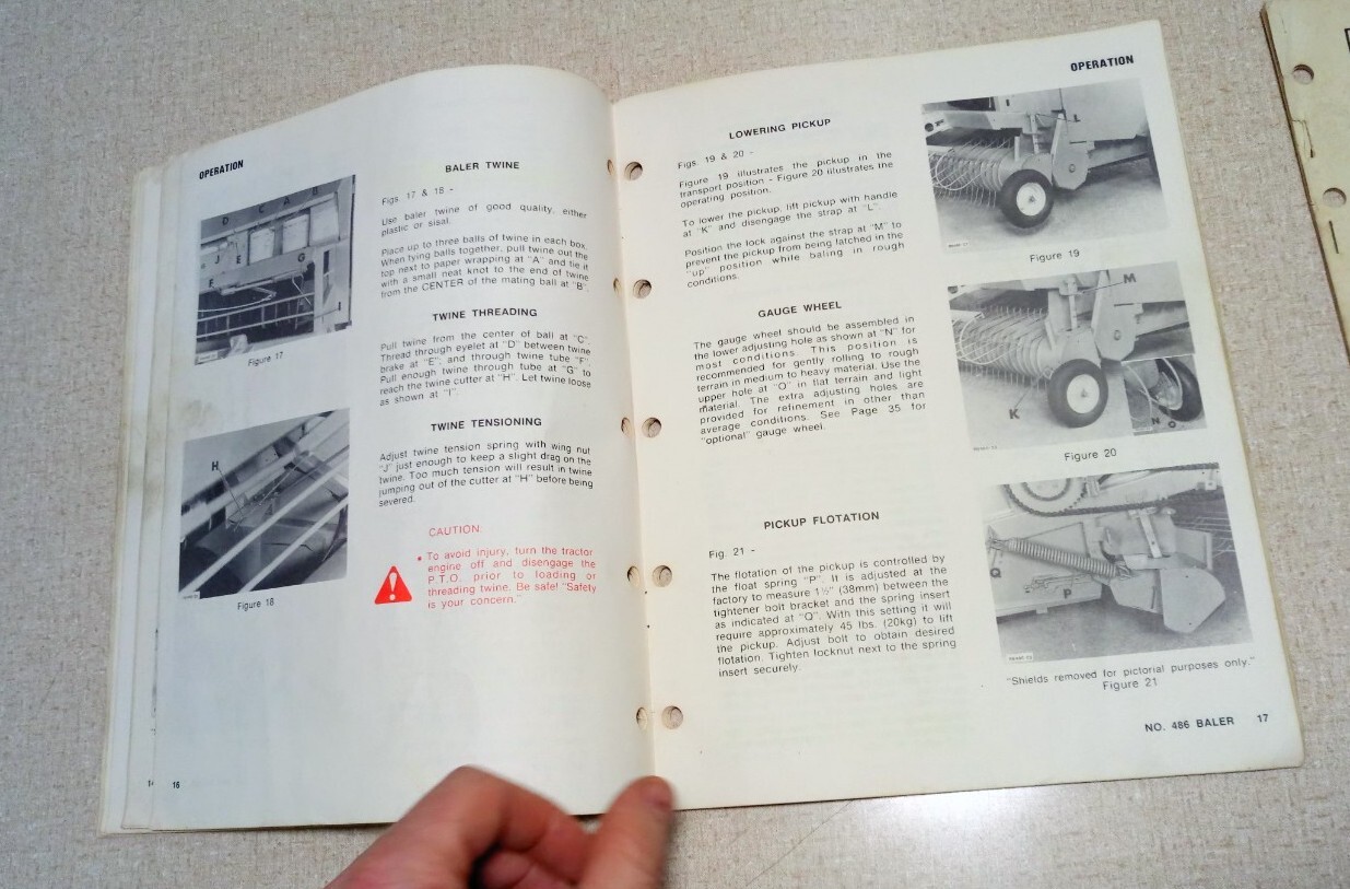 New Idea AVCO 486 RB-106 Round Baler Operator Manual & B-102 Parts List Ohio
