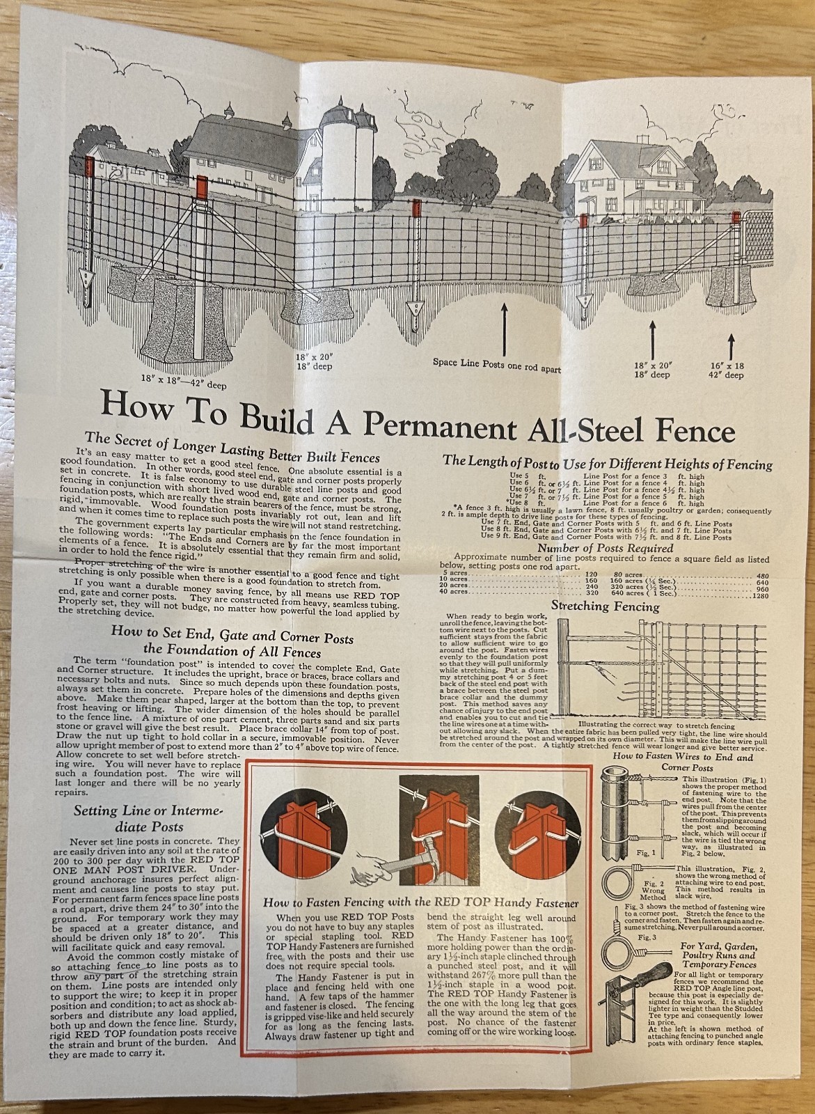 c1920s Red Top Steel Post Company advertising brochure