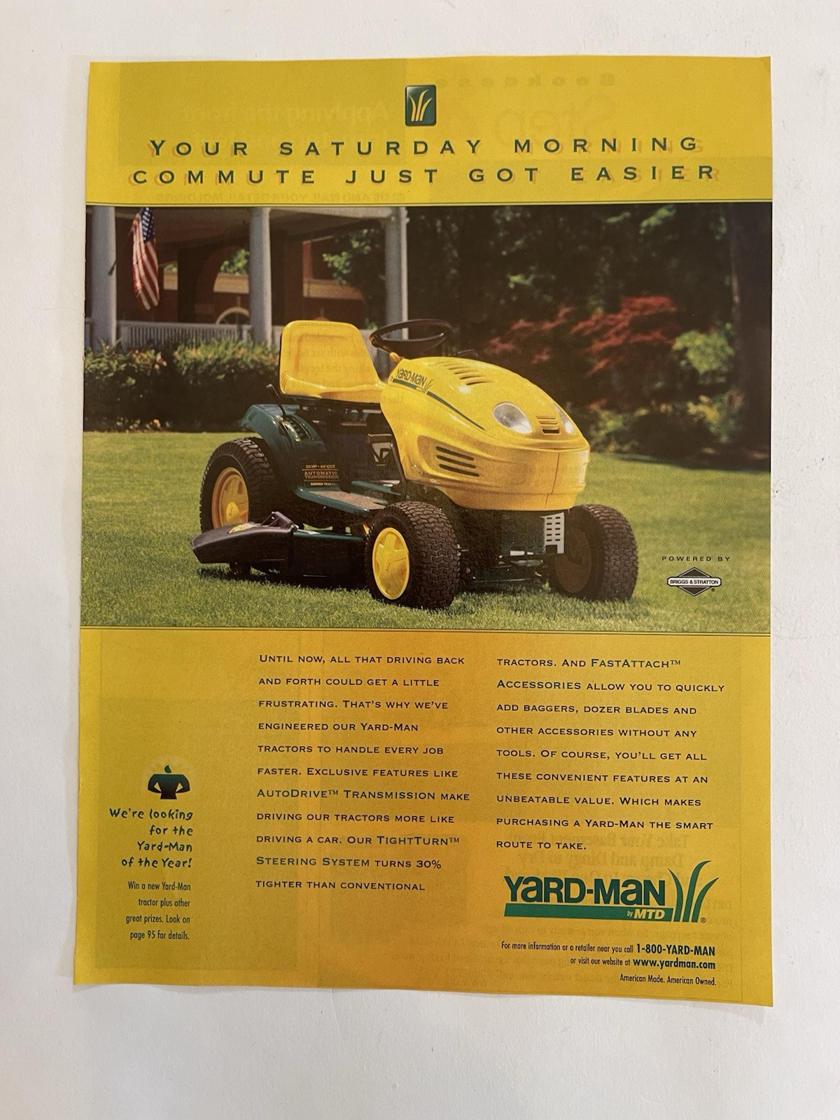 Vintage 1999 Print Ad Yard Man Tractor Riding Lawn Mower Advertisement