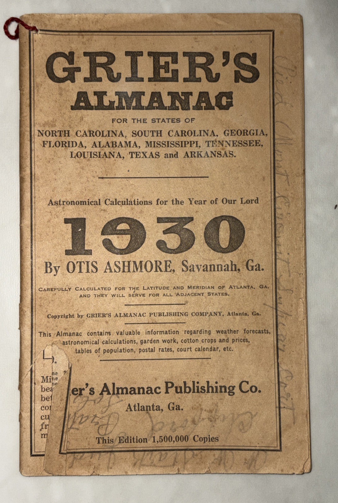 Lot of 4 Vintage GRIER&rsquo;S ALMANAC 1930, 1931, 1938, 1939 & 1941 Issues See Pics