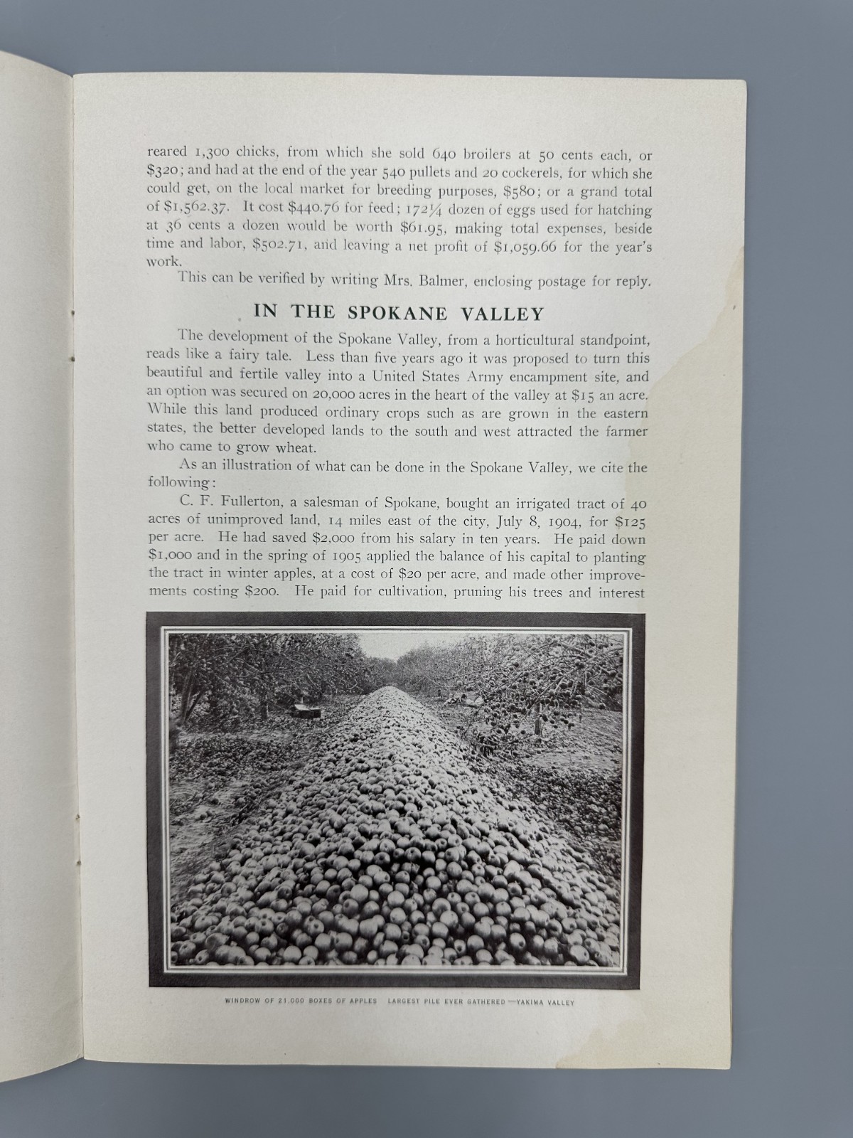 1908 SPOKANE COUNTRY Farming APPLE ORCHARD Fruit HOLT STEAM ENGINE Chamber MAP