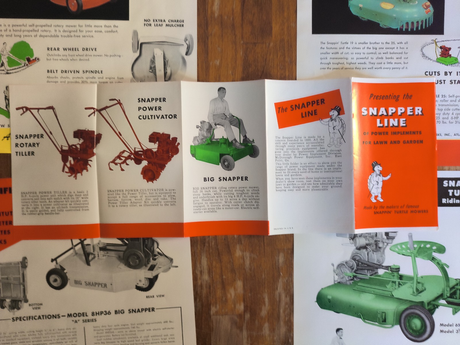 McDonough Power Lawn Mower East Point Ga. SNAPPER LINE 5pc FLYER & BROCHURE SET