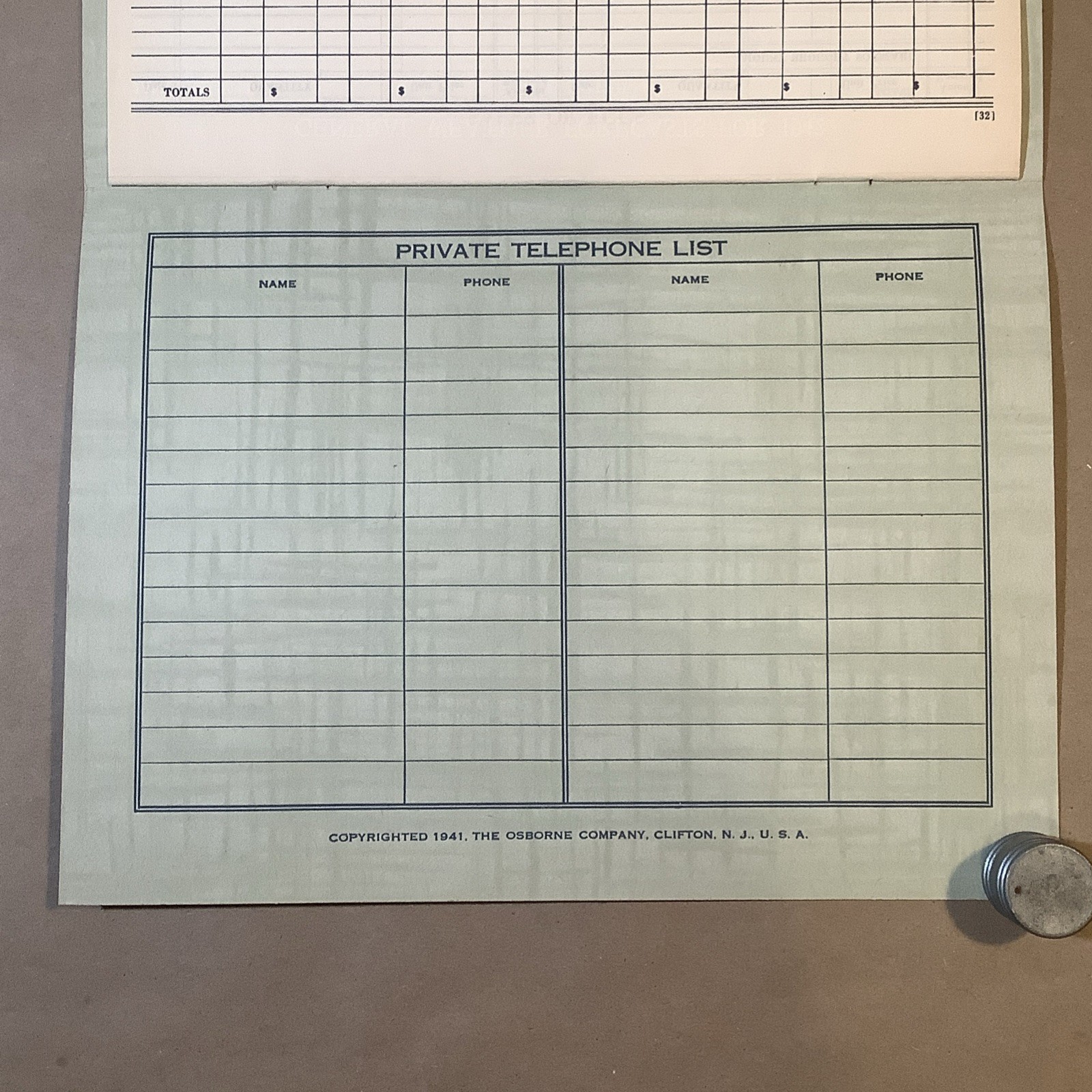1942 Muntz-McLaughlin Co. Farm Inventory Telephone Chart Holgate OH INV-P0001
