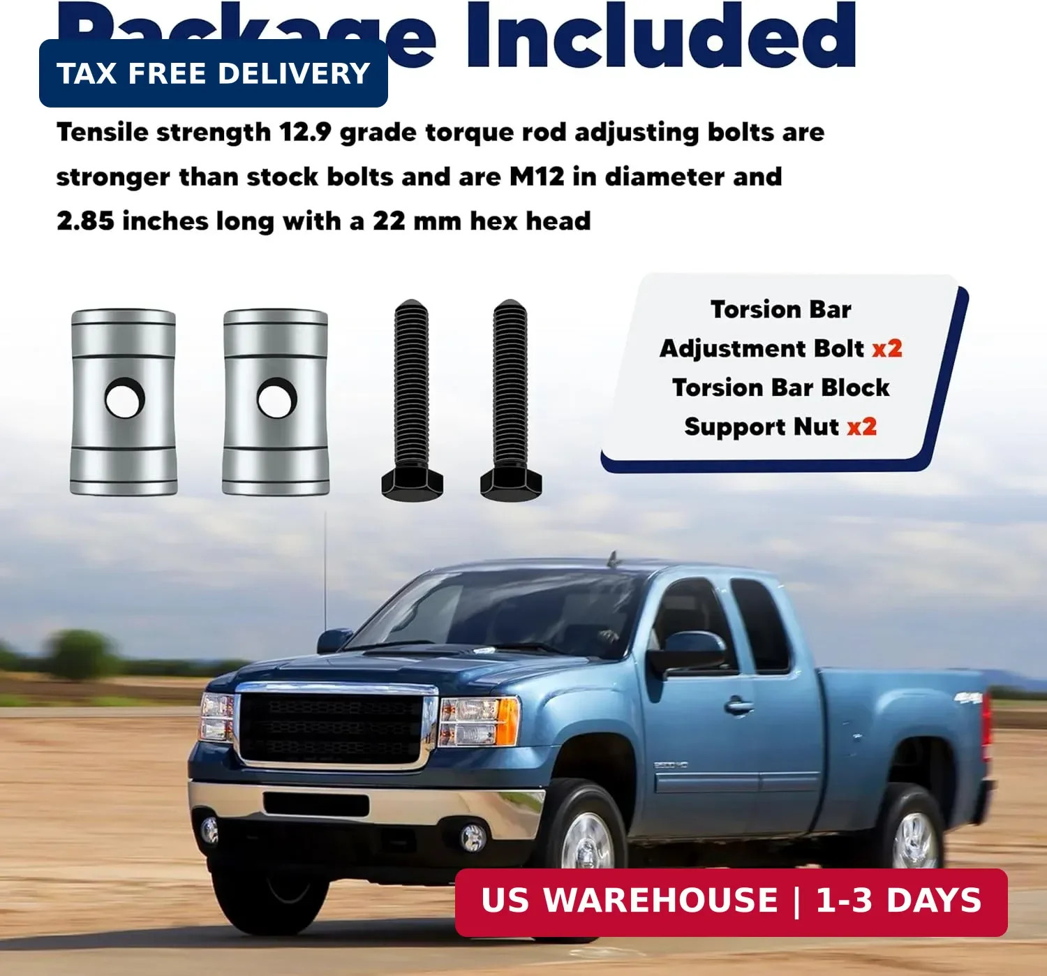 Torsion Bar Adjustment Bolt and Lock Nut Fit for Chevrolet Silverado Tahoe GMC S