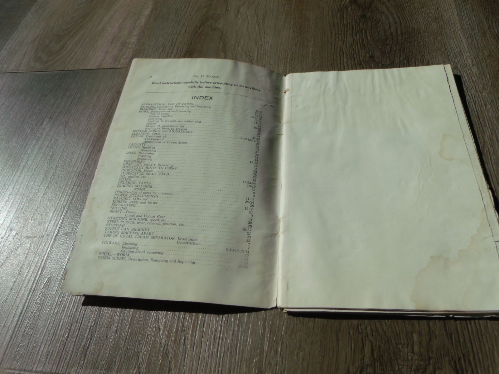 VINTAGE DE LAVAL CREAM SEPARATOR NO. 15 INSTRUCTIONS BOOKLET