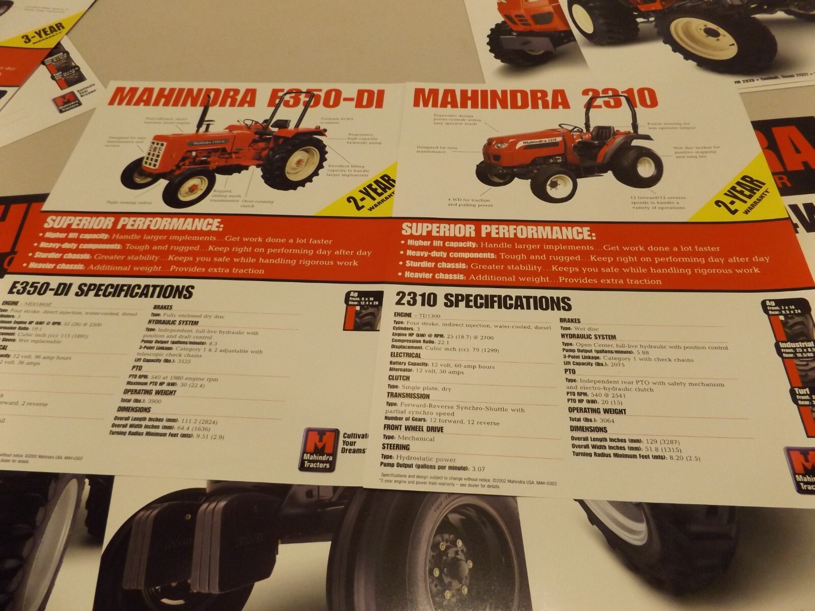 14-pc. MAHINDRA SERIES TRACTORS, 2002