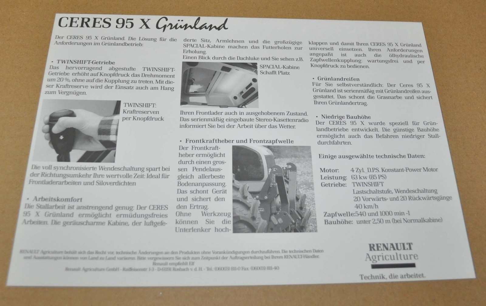 Renault Ceres 95 X Tractor Agricultural Machinery Brochure Prospekt DE