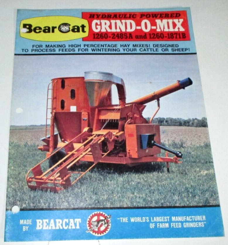 Bear Cat 1260 Grind-O-Mix Feed Grinder / Mixer Sales Brochure Literature 8-71