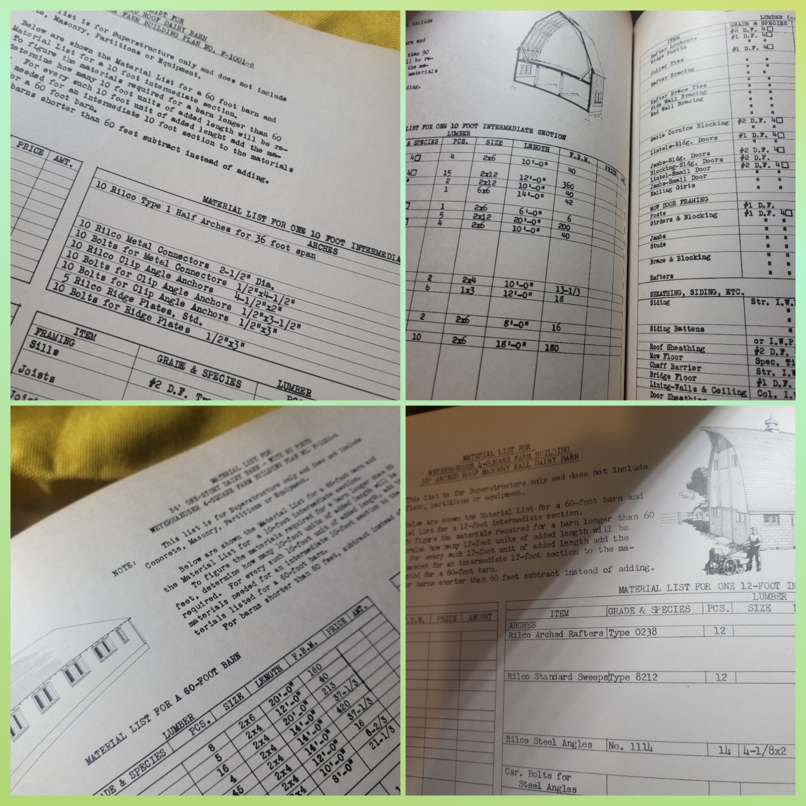 Original WEYERHAEUSER 4 Square Farm Building Service Oblong Book Portfolio