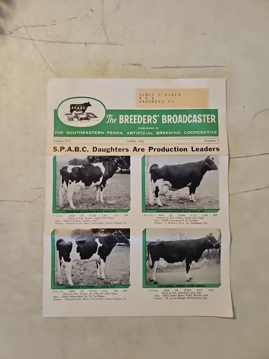 THE BREEDERS&rsquo; BROADCASTER April 1962 CATTLE S.P.A.B.C. BREEDERS NEWSLETTER