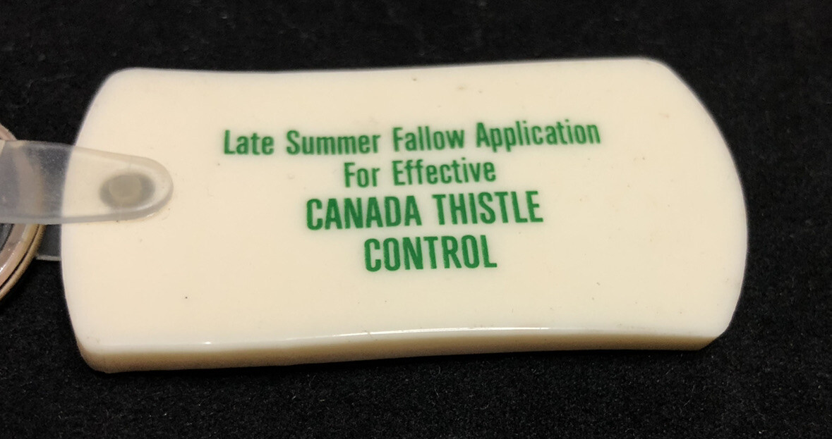Vtg Roundup By Monsanto Liquid Herbicide Keychain Canada Thistle Control Keyring
